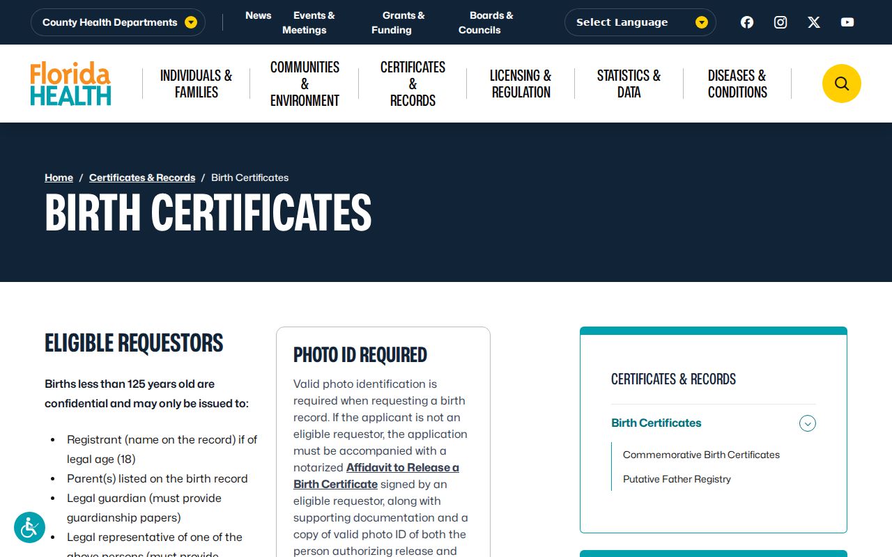 Plantation neighbors Florida birth record privacy rules