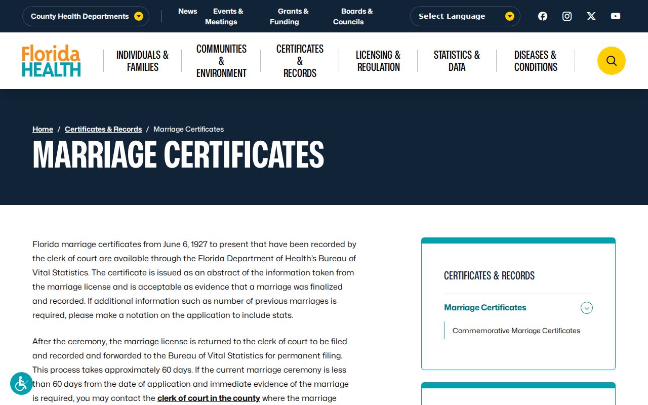 Plantation neighbors Florida marriage certificate service